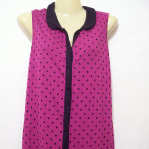 Black Pink Polka Dot Sleeveless Casual Top